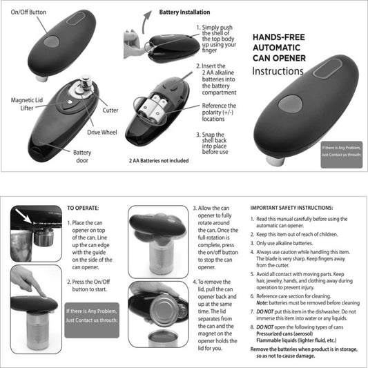One-Touch Electric Can Opener – Hands-Free Automatic Kitchen Tool