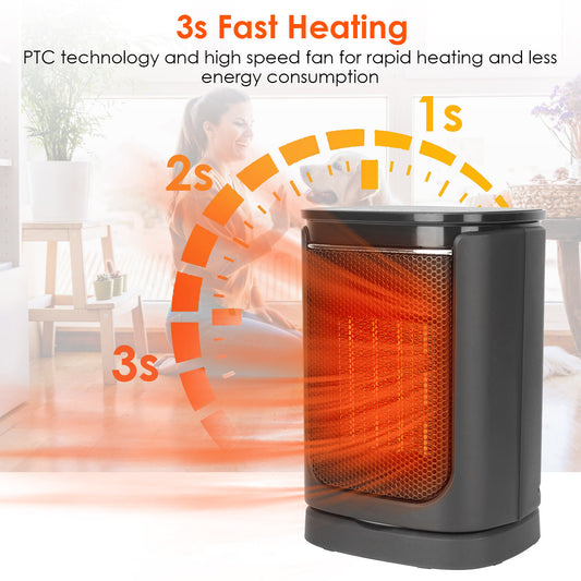 1500W Ceramic Space Heater with Remote | 3 Modes, Fast Heating & Safety Protection